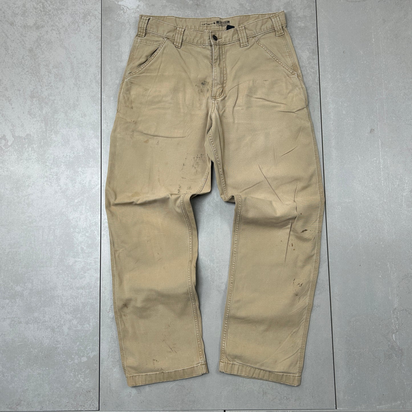 Vintage Carhartt Workwear Carpenter Baggy Brown Trousers - 33