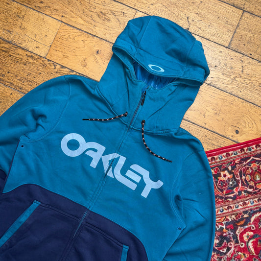 Vintage Oakley Blue Navy Zip Hoodie Sweatshirt - M