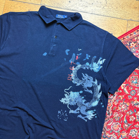 Vintage Ralph Lauren Dragon Navy Polo Shirt - 2XL