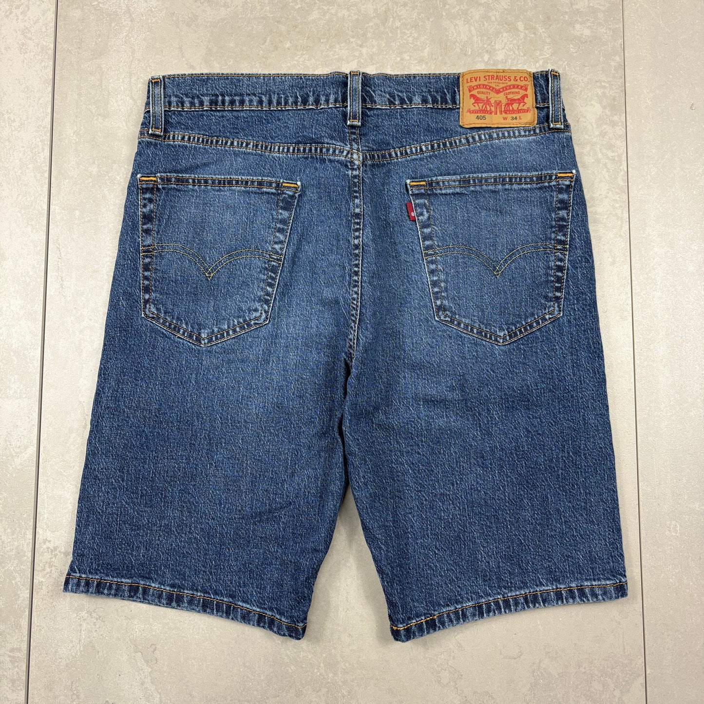 Vintage Levis 405 Blue Baggy Denim Shorts - 34