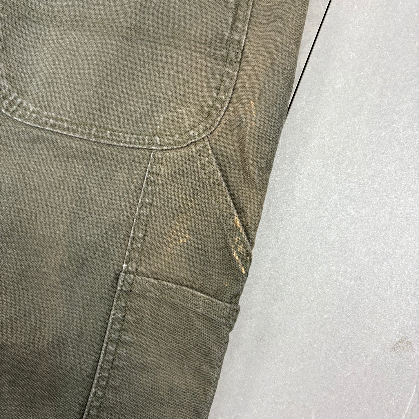 Vintage Dickies Workwear Carpenter Khaki Green Baggy Trousers - 38