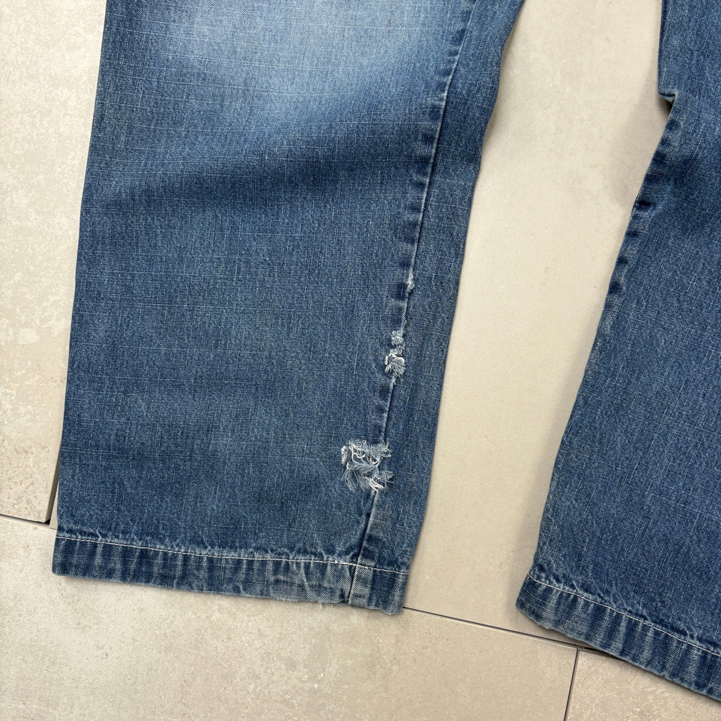 Vintage Exco Embroidered Hip Hop Baggy Blue Jeans - 36