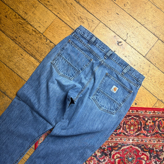 Vintage Carhartt Workwear Carpenter Baggy Blue Jeans - 38S