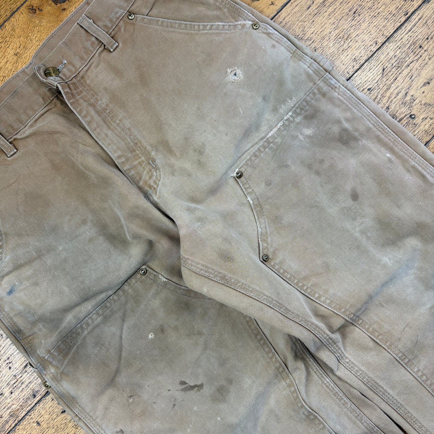 Vintage Carhartt Brown Double Knee Workwear Carpenter Baggy Trousers - 32