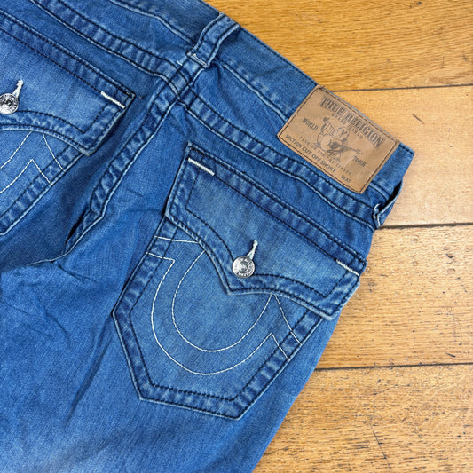 Vintage True Religion Blue Gradient Embroidered Y2K Shorts Jorts - 32