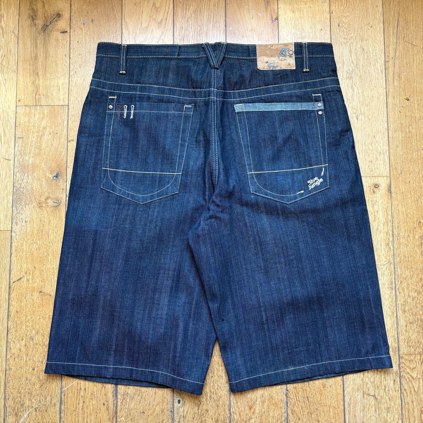Vintage Embroidered Hip Hop Baggy Blue Shorts Jorts - 44