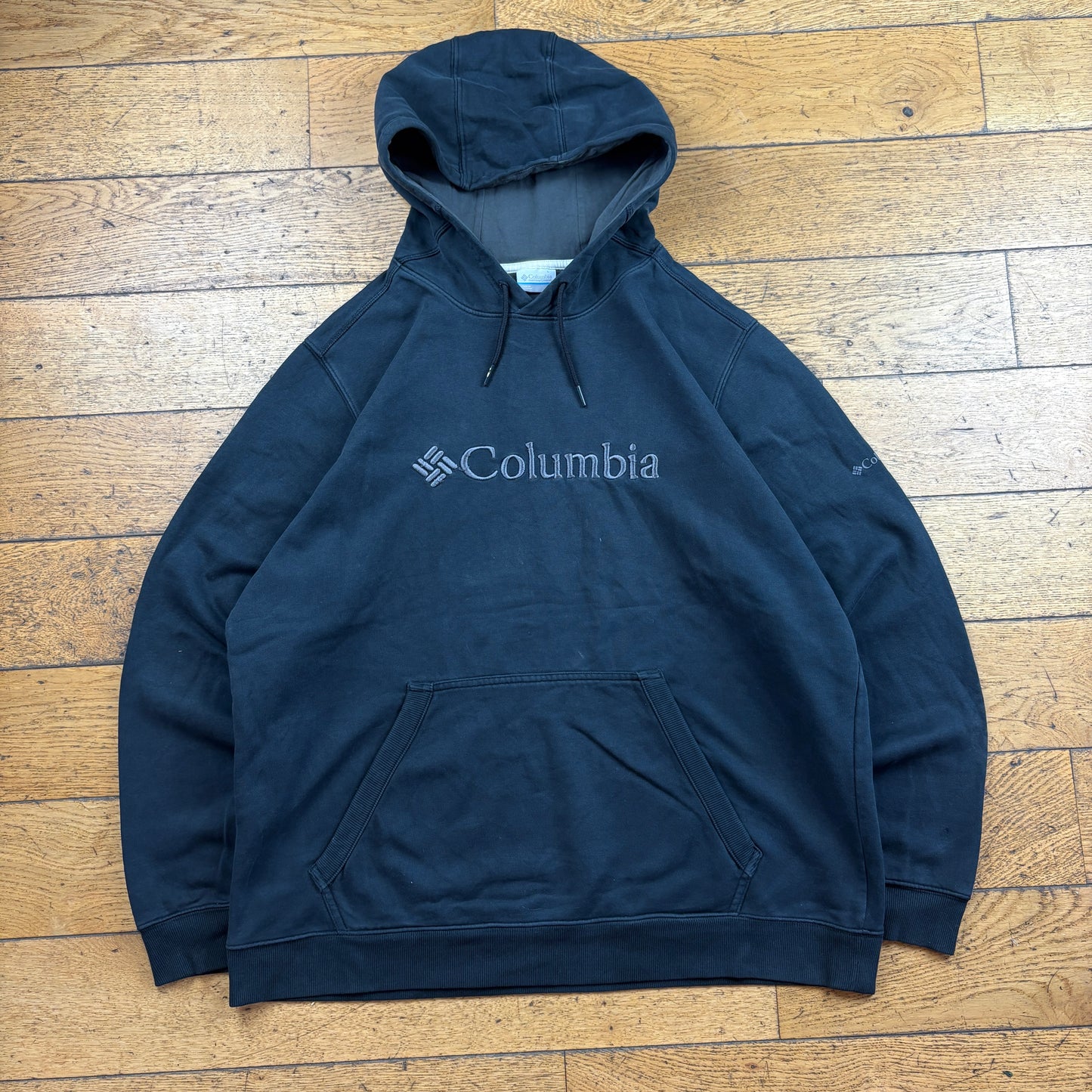 Vintage Columbia Black Embroidered Hoodie Sweatshirt - XL
