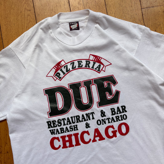 Vintage 90s Pizza Single Stitch White Graphic T-Shirt - M