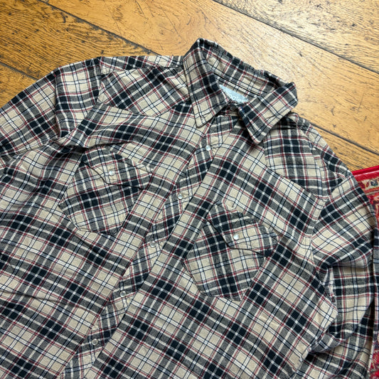Vintage Wrangler Cream Check Embroidered Shirt - L