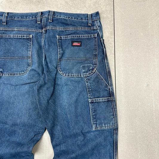 Vintage Dickies Workwear Carpenter Baggy Blue Jeans - 34