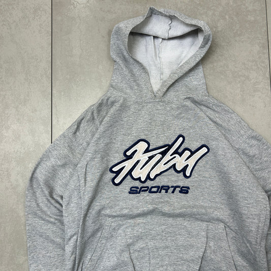 Vintage Fubu Grey Hip Hop Embroidered Hoodie Sweatshirt - M