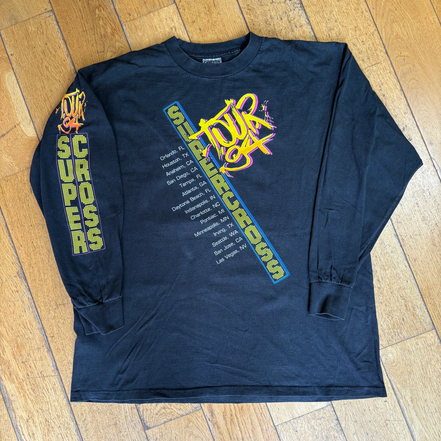 Vintage 1994 Supercross Tour Motorbike Black Single Stitch Graphic T-Shirt - XL