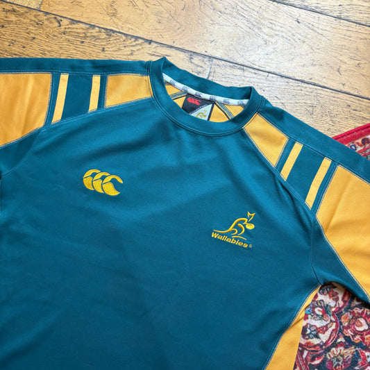 Vintage Canterbury Australia Wallabies Green Rugby Training T-Shirt - S