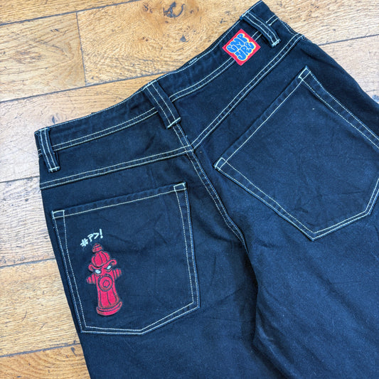 Vintage Empyre Skate Embroidered Black Hip Hop Baggy Shorts Jorts - 32