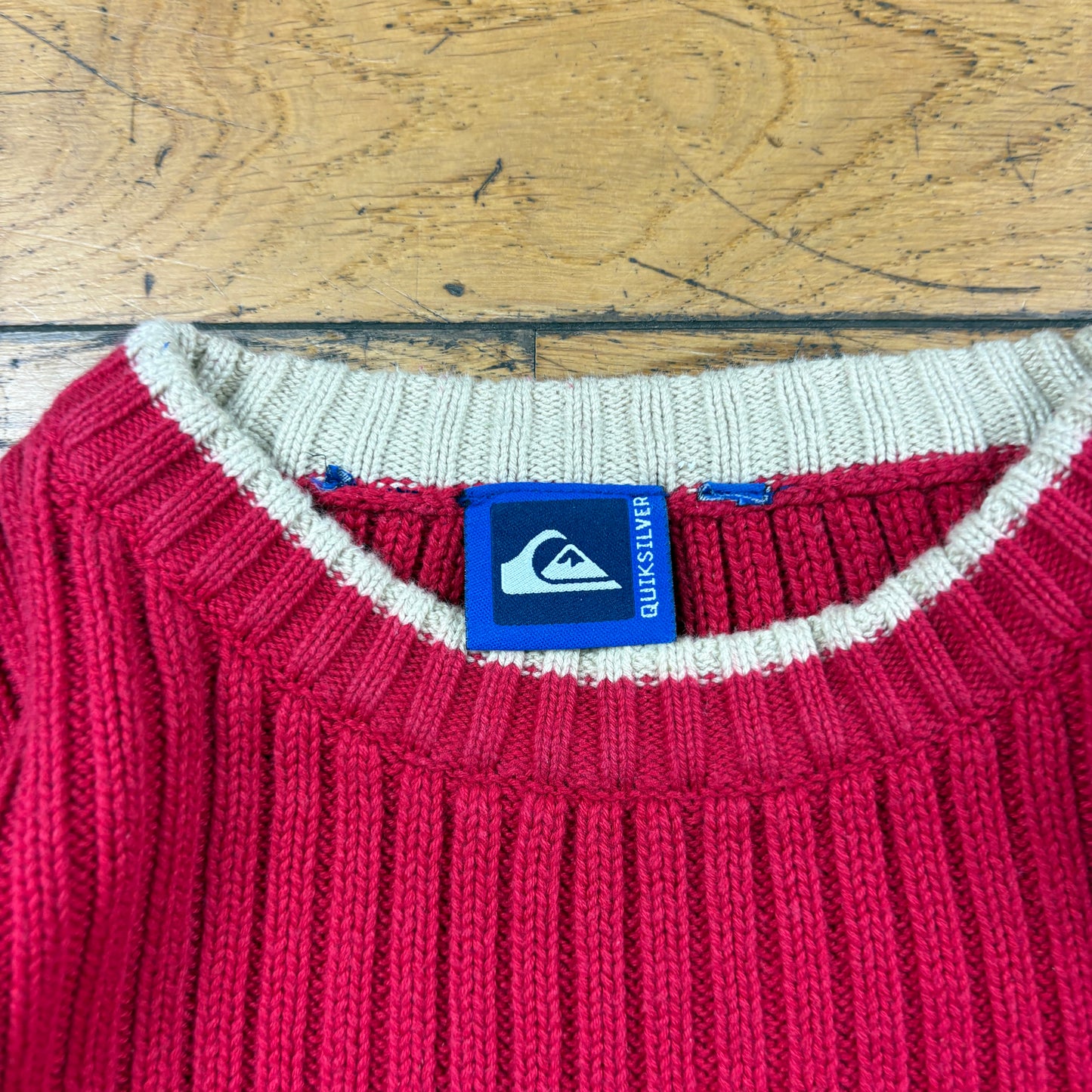 Vintage Quiksilver Surfwear Knit Red Sweatshirt - S