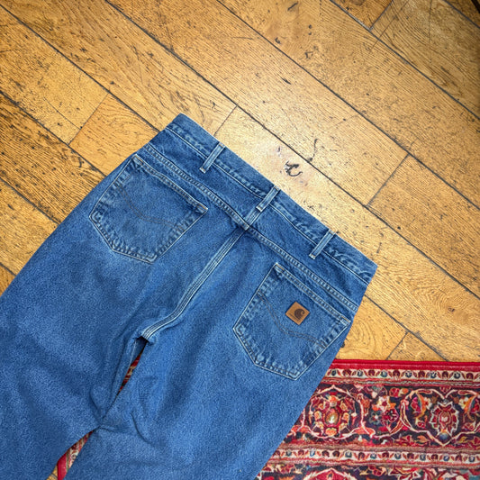 Vintage Carhartt Workwear Carpenter Baggy Blue Jeans - 36R