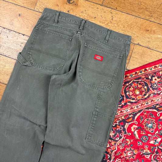 Vintage Dickies Workwear Carpenter Baggy Grey Trousers - 34