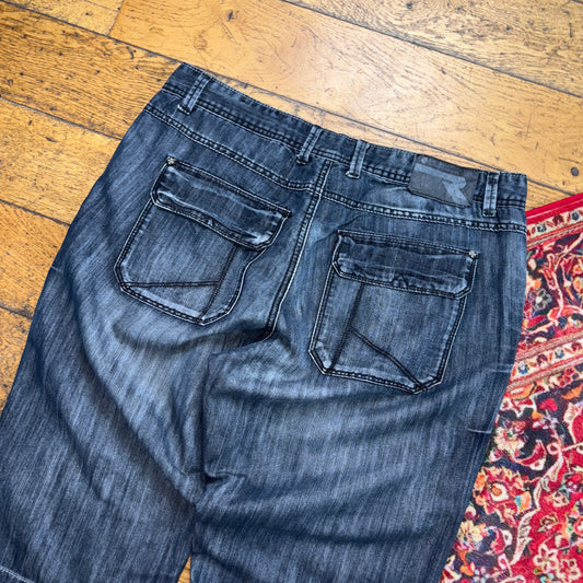 Vintage Grey Denim Shorts - 36