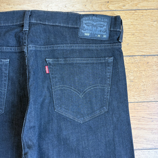 Vintage Levis 569 Baggy Black Denim Jeans - 38