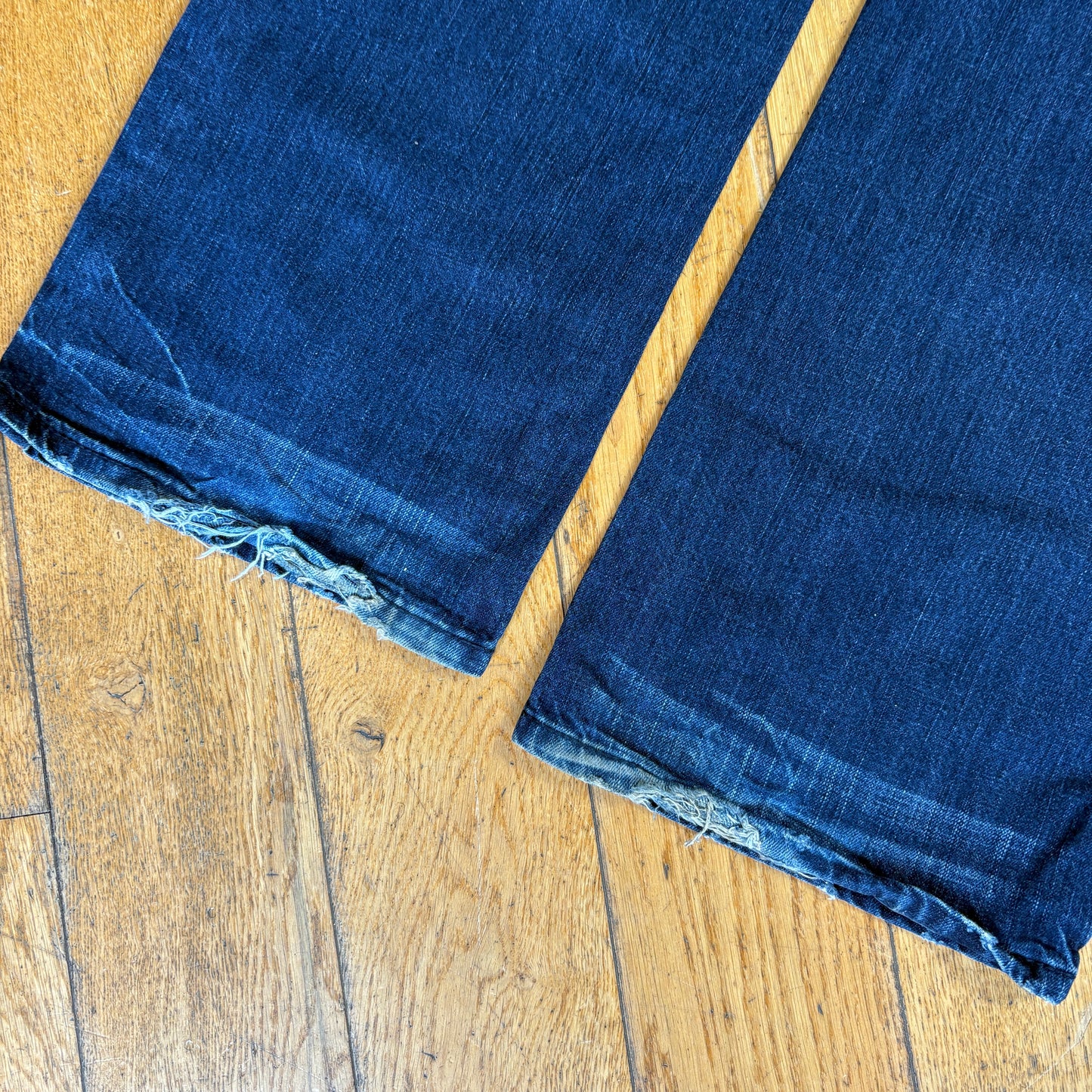 Vintage Mek Embroidered Hip Hop Blue Baggy Bootcut Jeans - 38