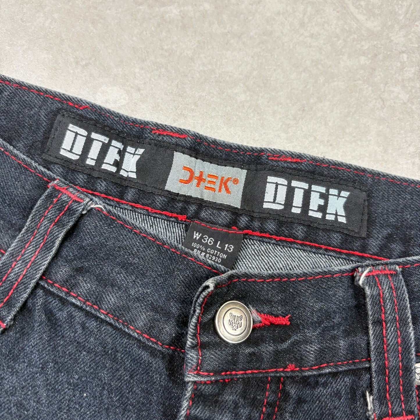 Vintage D Tek Embroidered Black Hip Hop Baggy Shorts Jorts - 34