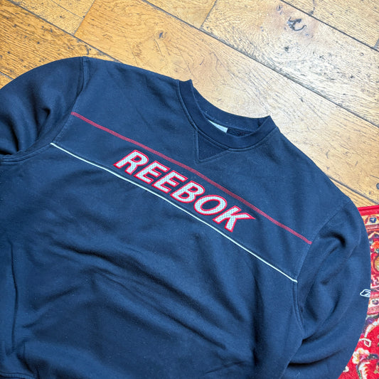 Vintage Reebok Navy Embroidered Sweatshirt - M