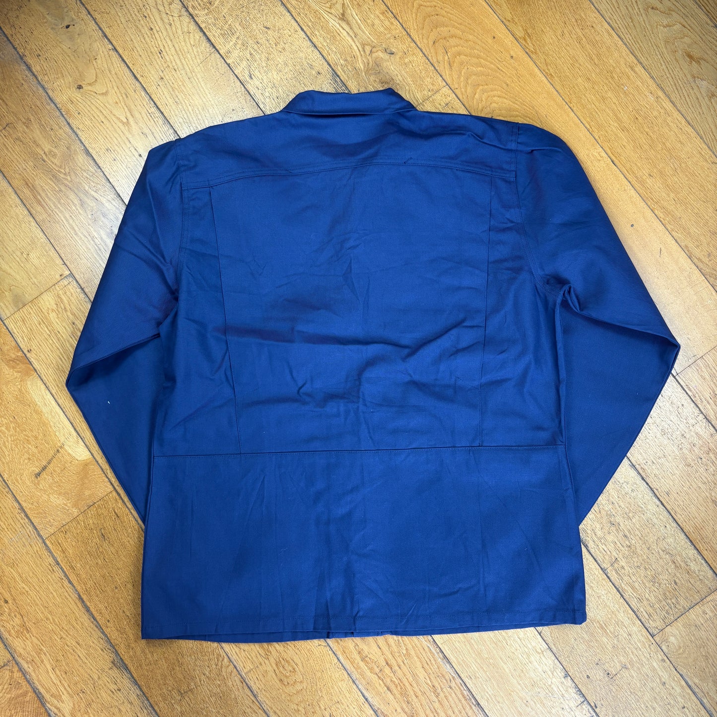 Vintage French Chore Workwear Jacket Blue Overcoat - L