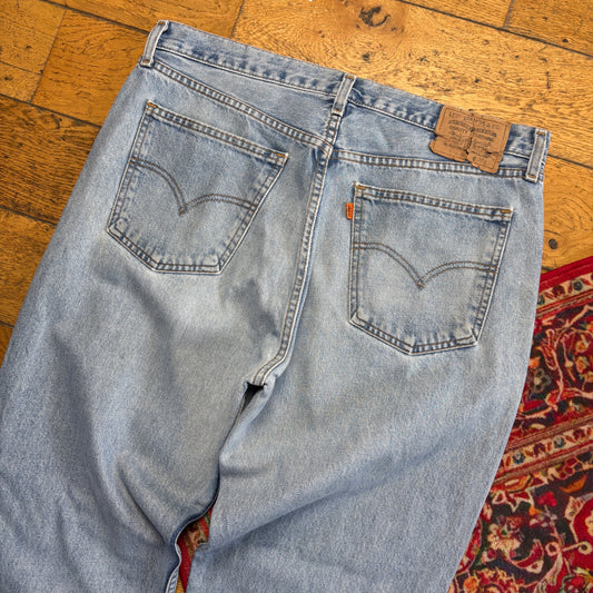 Vintage Levis 615 Orange Tab Straight Blue Denim Jeans - 38L