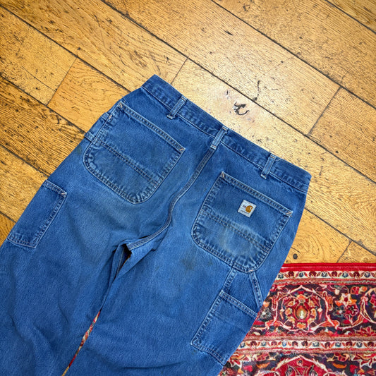 Vintage Carhartt Workwear Carpenter Baggy Blue Jeans - 33R