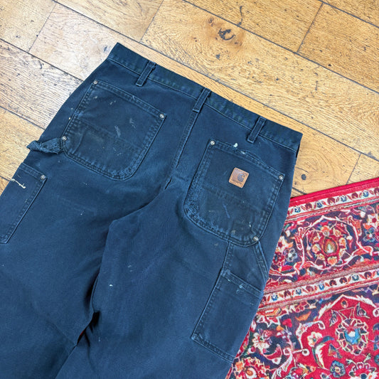 Vintage Carhartt Black Double Knee Workwear Carpenter Baggy Trousers - 33