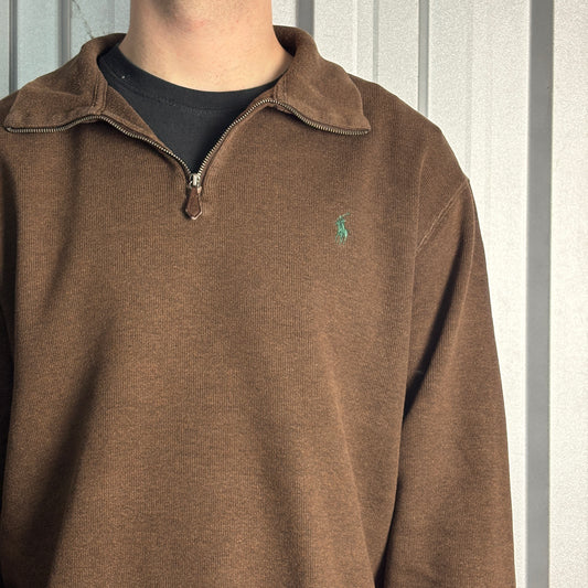 Ralph Lauren Brown Quarter Zip Jumper - XL