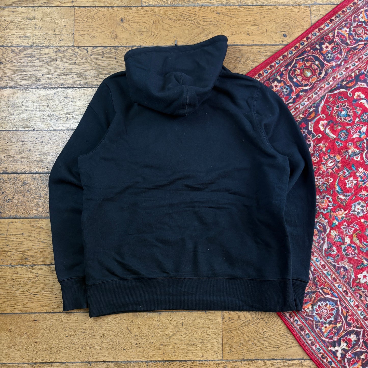 Vintage Nike Swoosh Black Hoodie Embroidered Sweatshirt - L