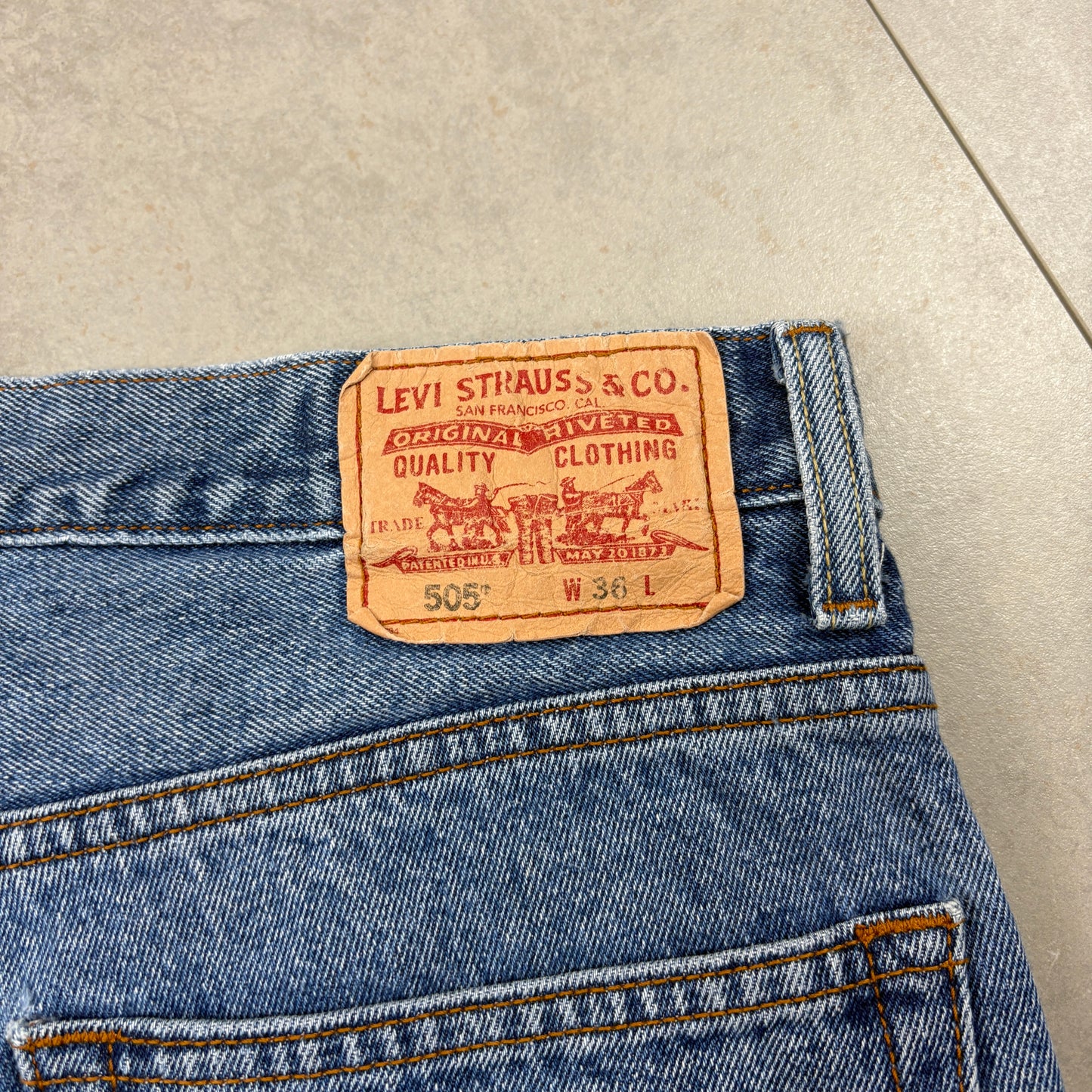 Vintage Levis 505 Blue Baggy Denim Shorts - 36