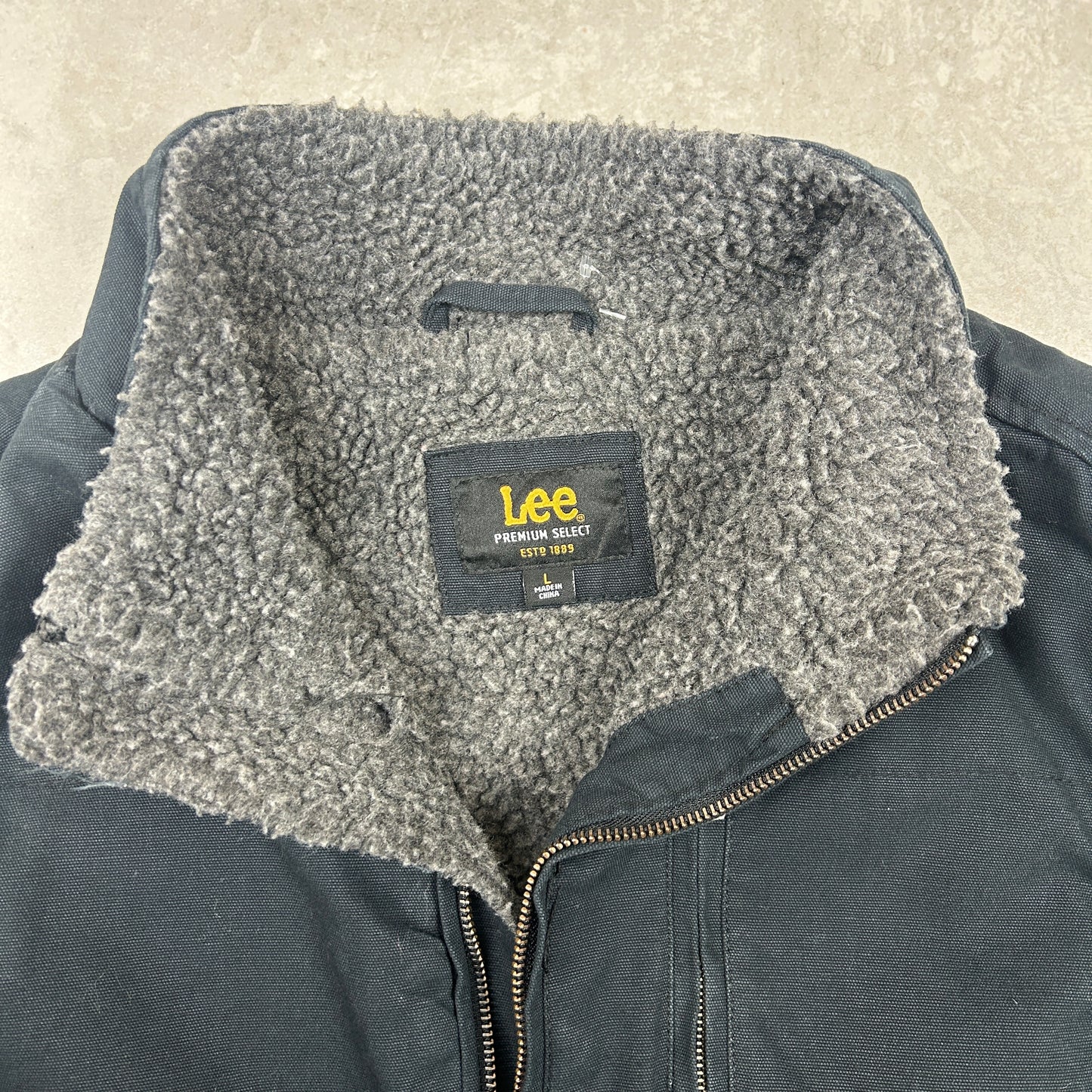 Vintage Lee Fleece Lined Workwear Gilet Vest Black - L