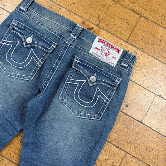 Vintage True Religion Blue Embroidered Y2K Shorts Jorts - 41