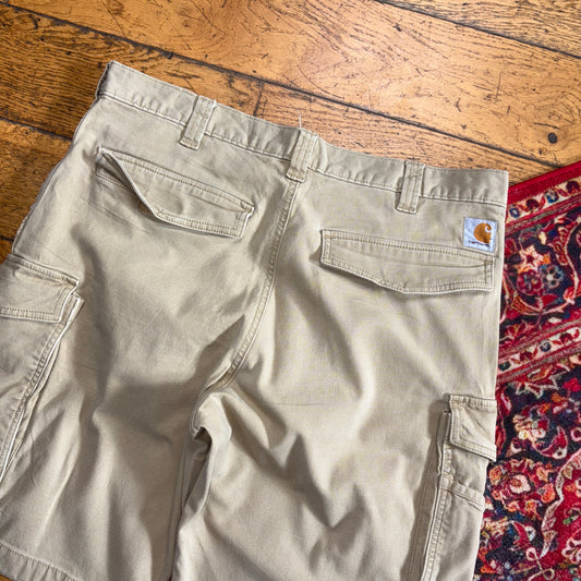 Vintage Carhartt Cream Workwear Baggy Carpenter Shorts - 36