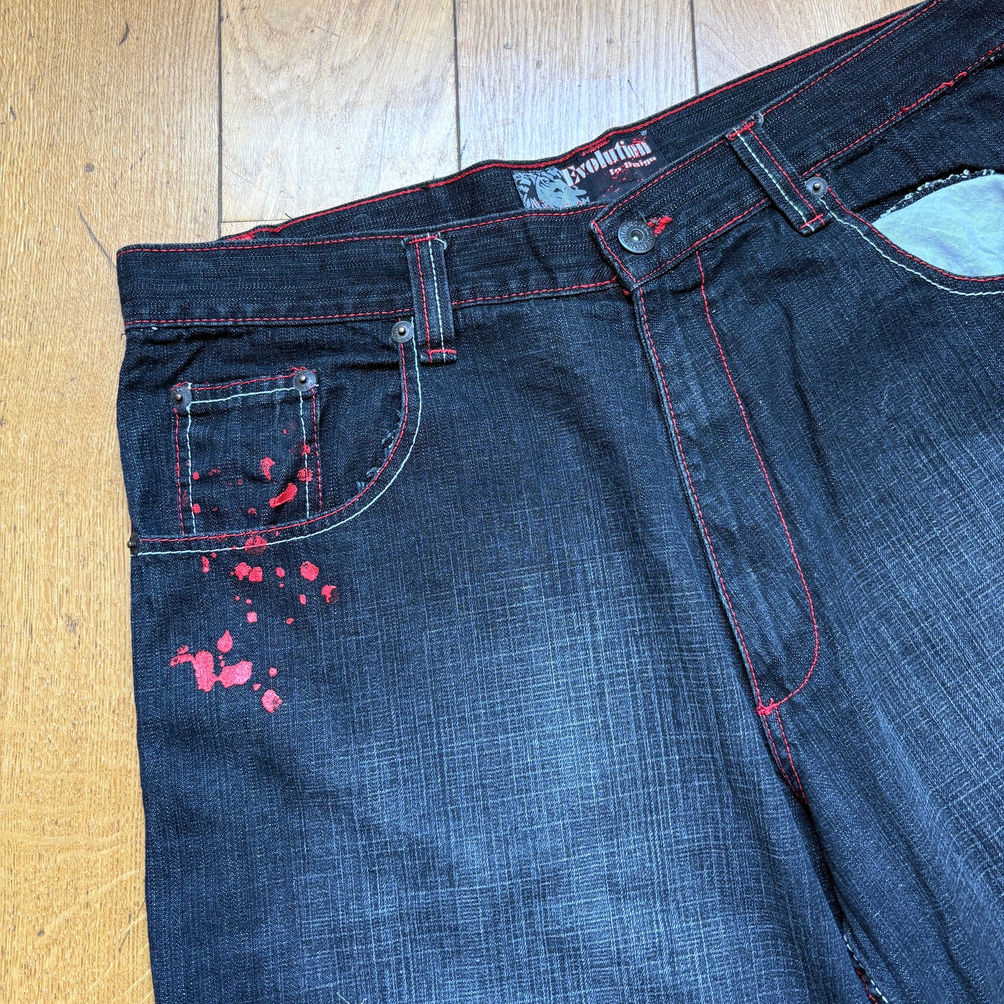 Vintage Embroidered Black Lion Hip Hop Baggy Shorts Jorts - 40
