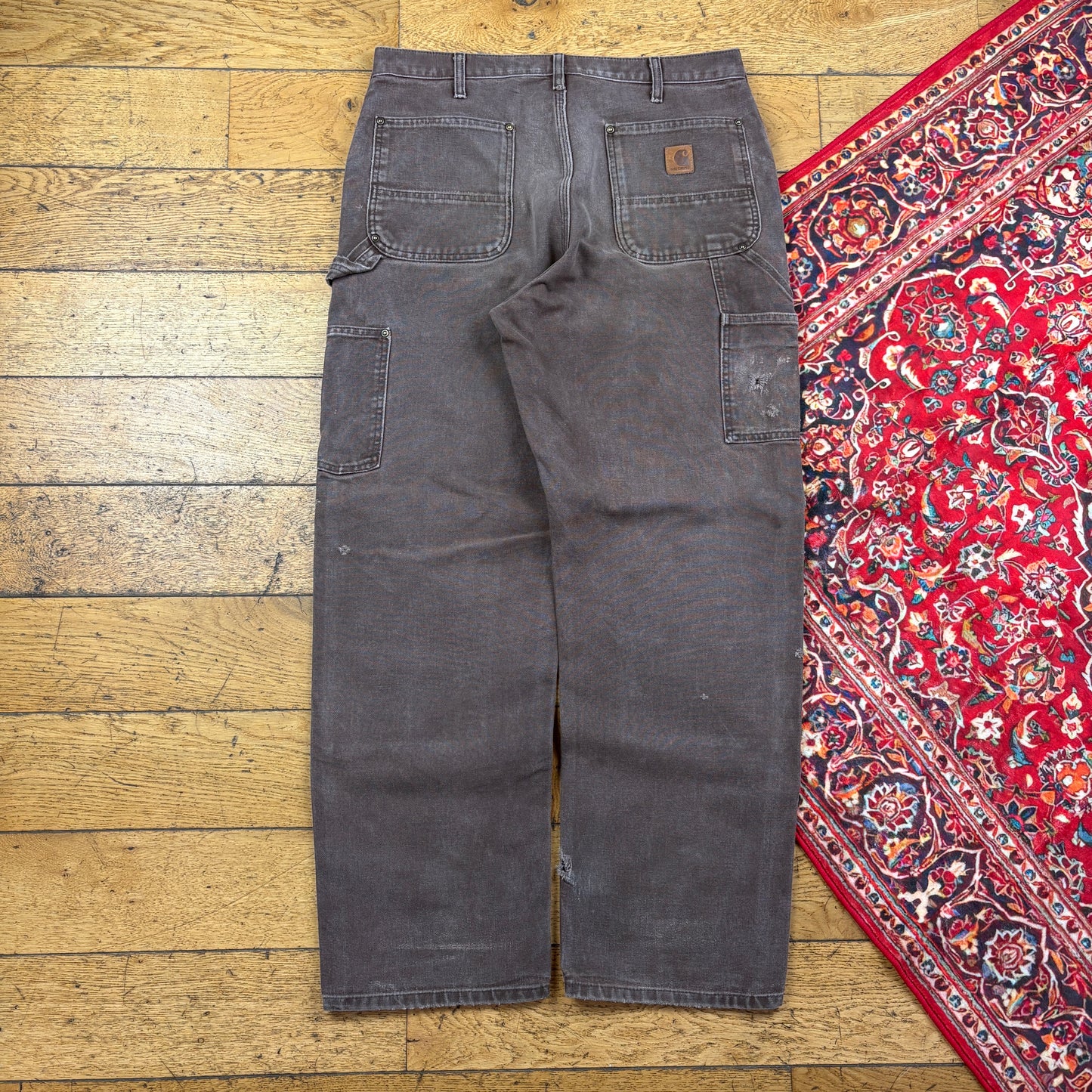 Vintage Carhartt Brown Double Knee Workwear Carpenter Baggy Trousers - 34