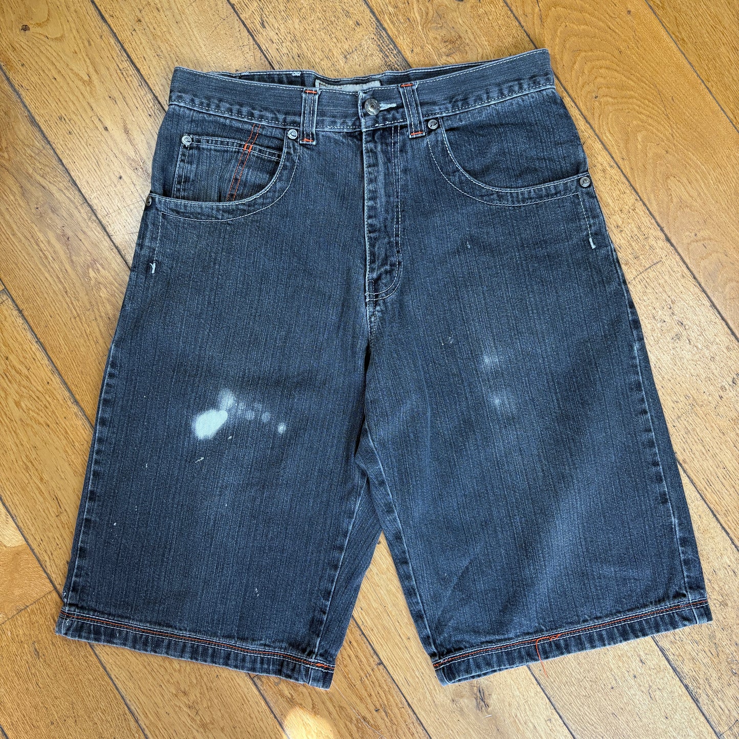 Vintage Embroidered Hip Hop Black Baggy Shorts Jorts - 32