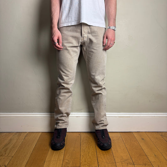 Vintage Levis 501 Straight Brown Cream Denim Jeans - 31R