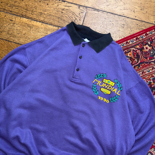 Vintage 90s Purple Rugby Boxy Sweatshirt - XL