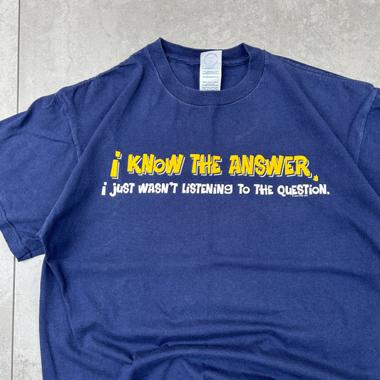 Vintage 90s Single Stitch Funny Navy Graphic T-Shirt - M