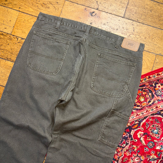 Vintage Green Khaki Blanket Lined Workwear Baggy Jeans - 42S