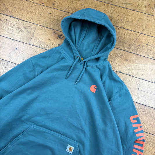Vintage Carhartt Green Hoodie Sweatshirt - XL