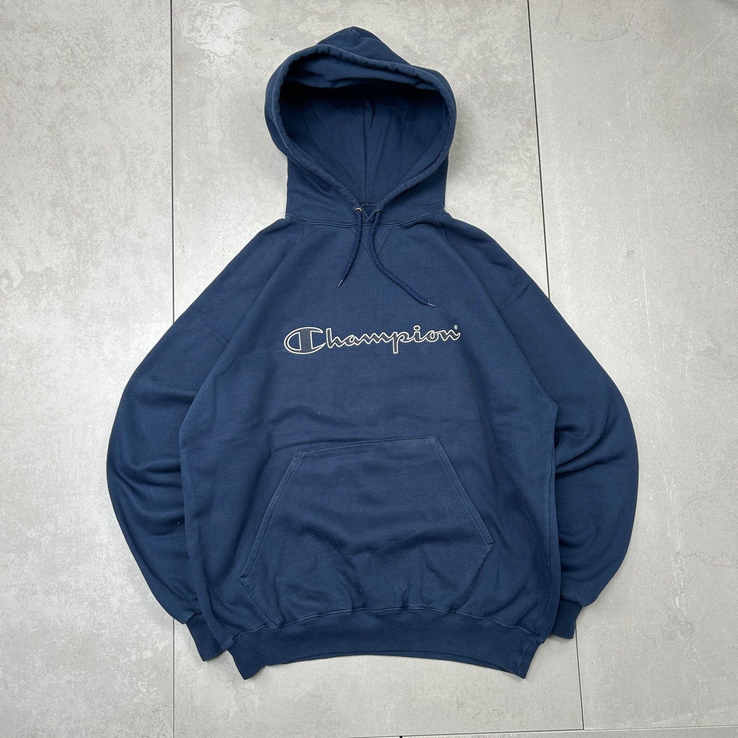 Vintage Champion Navy Hoodie Sweatshirt - XL