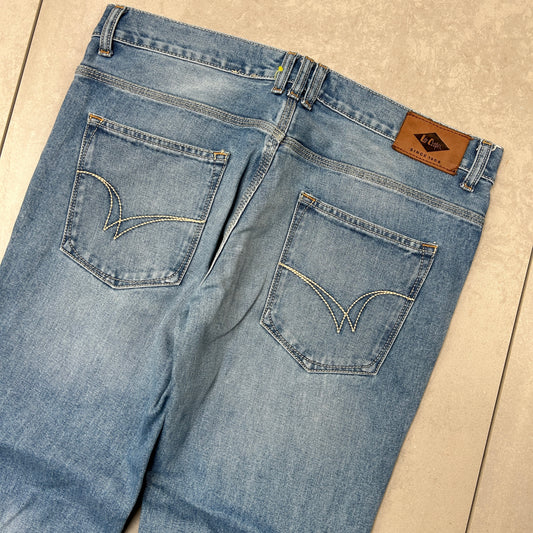 Vintage Embroidered Hip Hop Blue Straight Jeans - 36