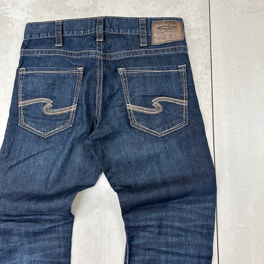 Vintage Embroidered Hip Hop Straight Blue Jeans - 32