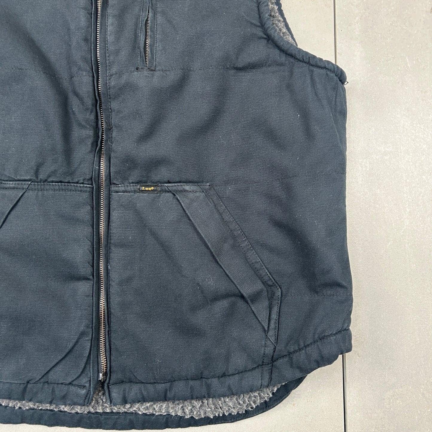 Vintage Lee Fleece Lined Workwear Gilet Vest Black - L