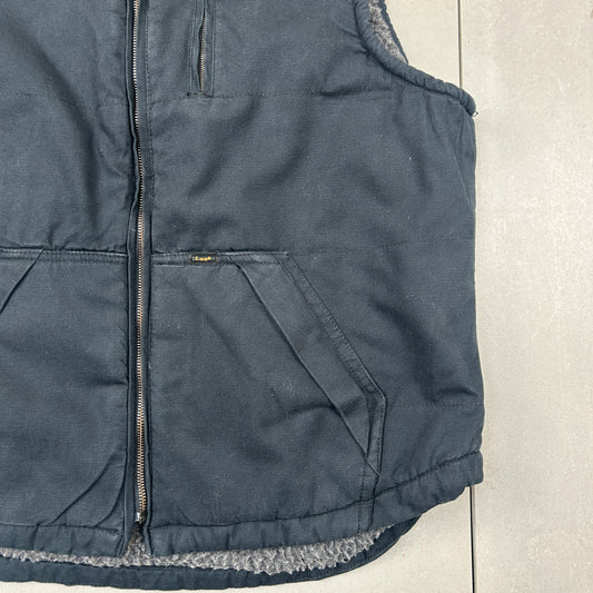 Vintage Lee Fleece Lined Workwear Gilet Vest Black - L