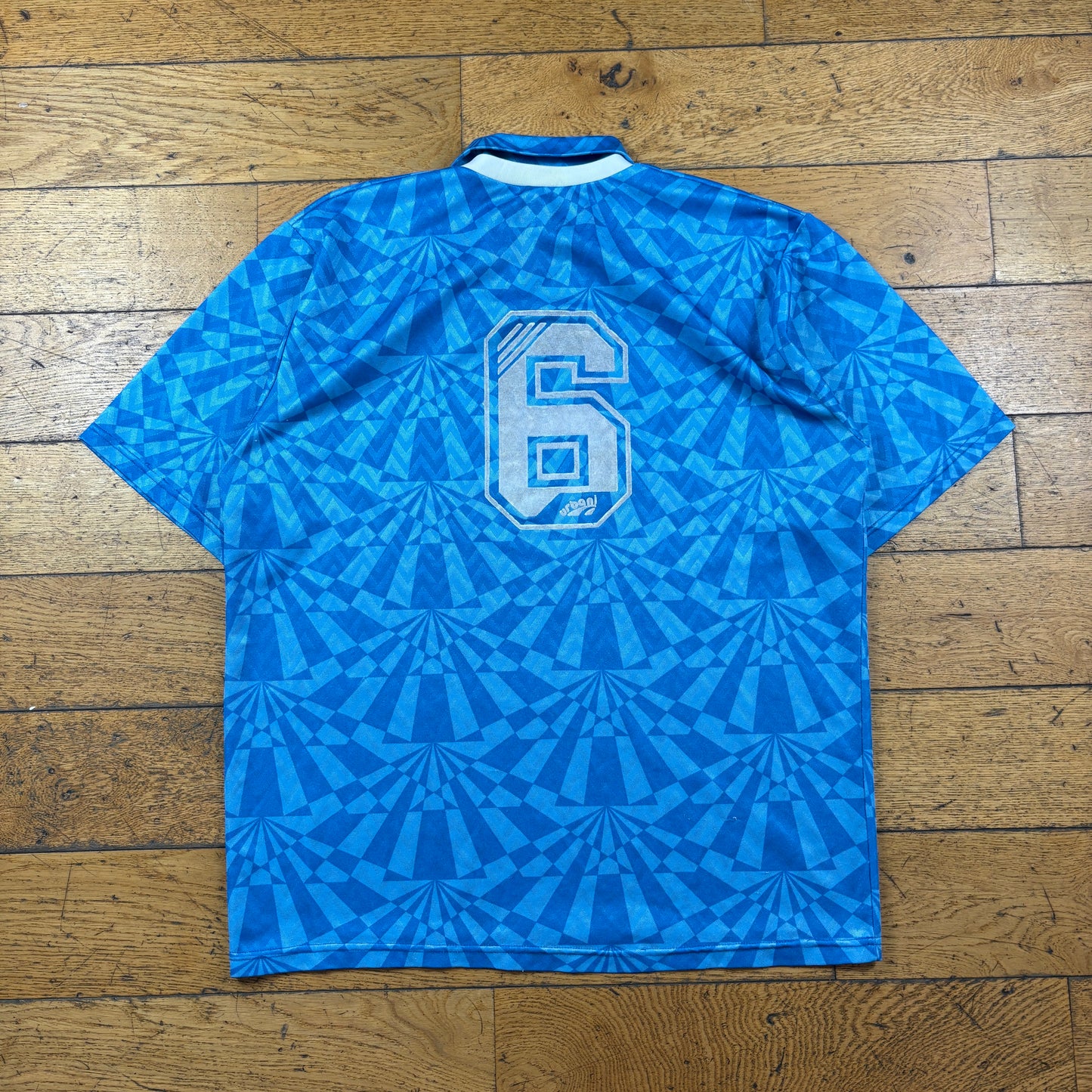 Vintage Blue Pattern Football Polo T-Shirt - L